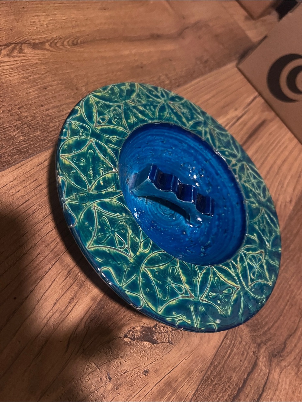 Rimini Blu ceramic ashtray, designed by Aldo Londi